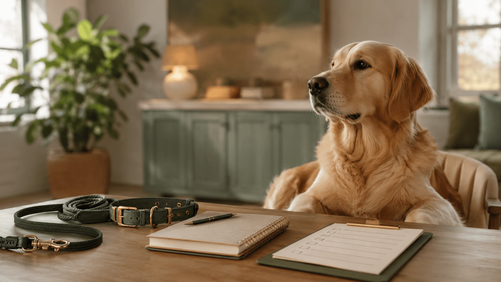 Calm dog-care moment used for booking call to action
