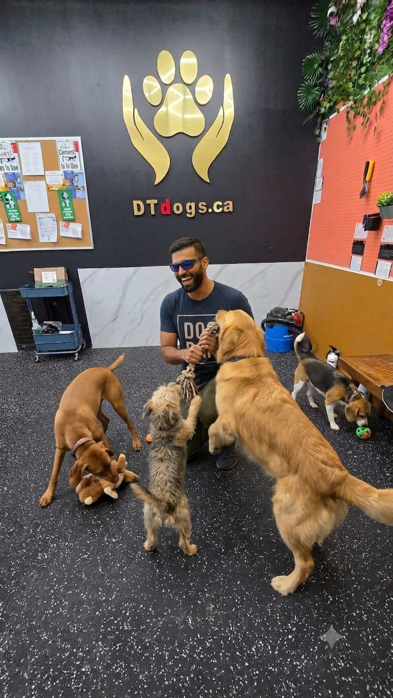 Dogs enjoying safe daycare environment